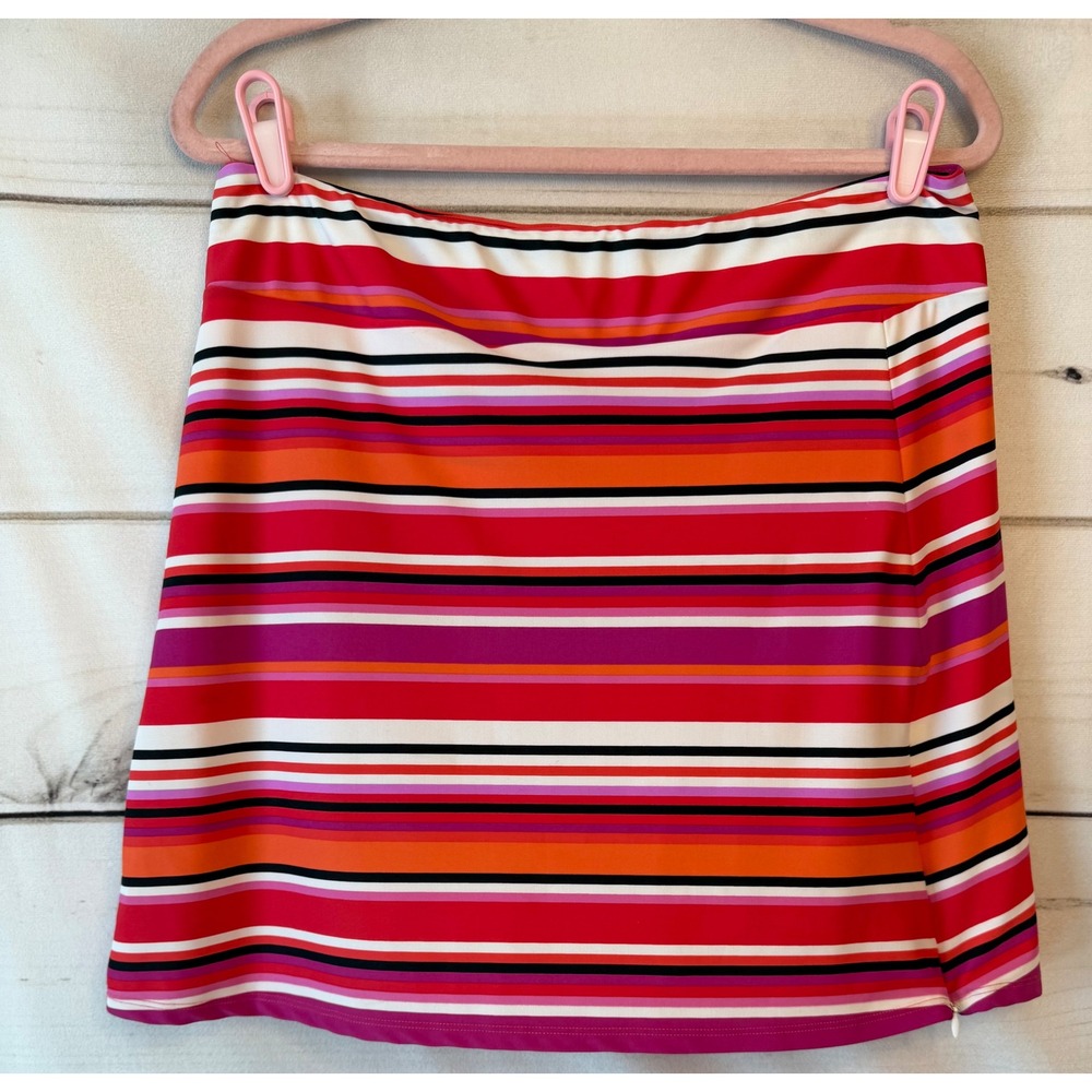 Jude Connally Striped Jude Cloth Mini Skirt Red Orange Pink Purple Womens Small